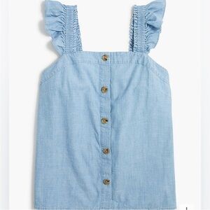 J. Crew Chambray Ruffle Tank Blue  Top Denim size small NEW